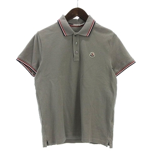 モンクレール MONCLER MAGLIA POLO MANIKA CORTA ポロシャツ 半袖 ワッペン ワンポイント 鹿の子 コットン B10918345600 84556 グレー S