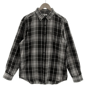  The shop tea ke-THE SHOP TK shirt long sleeve button down check black black gray white XL men's 