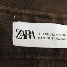 ザラ ZARA デニムパンツ ジーンズ ストレートパンツ アンクル丈 カットオフ 無地 36 ブラウン /YK20 ■MO レディース_画像5