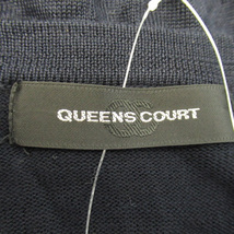 未使用品 クイーンズコート QUEENS COURT カーディガン ミドル丈 ラウンドネック 無地 2 紺 ネイビー /YK39 レディース_画像4