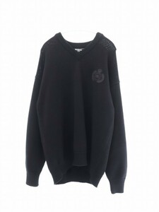 バレンシアガ BALENCIAGA 21AW FREE INTARSIA KNIT V-NECK SWEATER バック プリント Vネック ニット セーター 662727 T3214 XS 黒 ブラック