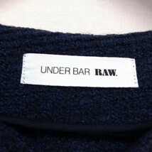 アンダーバーロウ UNDER BAR RAW． ニット セーター ショート丈 裏起毛 長袖 丸首 総柄 ウール混 38 ネイビー 紺 /HT33 レディース_画像3