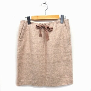 meru che rear Dress Terior Merceria Dressterior skirt tight knee height wool . lame . side Zip 36 pink beige /NT6