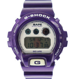 アベイシングエイプ A BATHING APE ×CASIO G-SHOCK カシオ ジーショック 2010年 1000本 限定 デジタル 腕時計 コラボ ウォッチ DW6900 紫