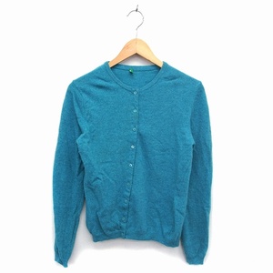  united * color z*ob* Benetton UNITED COLORS OF BENETTON cardigan knitted crew neck rib wool high gauge 