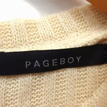 ページボーイ PAGE BOY カットソー ニット ボートネック 切替 リブ ドロップショルダー 花柄 長袖 F ベージュ /NT18 レディース_画像3