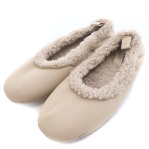 ジャンヴィトロッシ SANSA Leather Ballet Flats Mousse+Mousse バレエシューズ パンプス フラット レザー ボア 38 25 ベージュ G22193