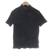 アルマーニエクスチェンジ A/X ARMANI EXCHANGE ポロシャツ カットソー 半袖 ロゴプリント XS 黒 ブラック グレー 3KZFFD ZJH4Z /SI18 メン_画像1
