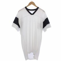 アレキサンダーワン ALEXANDER WANG Tシャツ カットソー ロンT 半袖 Vネック ロゴ ライン S 白 ホワイト 黒 ブラック /BM メンズ_画像1
