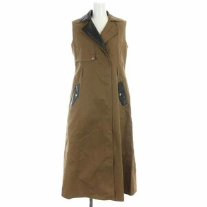  Ame li Vintage Ameri VINTAGE 20AW RIDERS DOCKING DRESS trench coat One-piece long switch no sleeve S tea 
