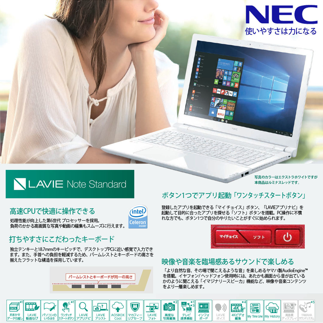NEC LAVIE SMART NS Celeron 3855U メモリ8GB/新品SSD512GB