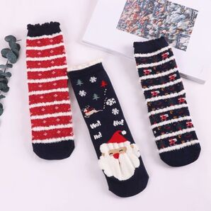 クリスマス まとめ売り3足組 かわいいサンタ コスチューム靴下 レディース