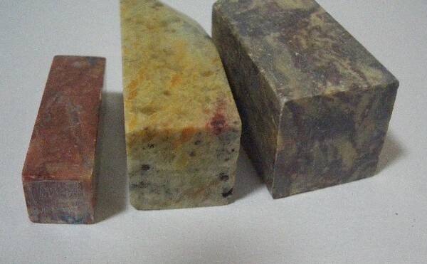 【未使用保管品】印材篆刻用天然石☆正方形3点セット/色紙落款印/蔵書印などに
