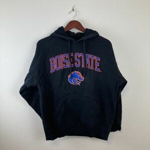 Boise State サイズS ボイシ州立大学 フットボール ブロンコス トップス スウェット パーカー 古着 アメカジ 90s ブラック 黒色 メンズ