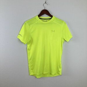 UNDER ARMOUR Under Armor men's short sleeves tops T-shirt yellow yellow color fluorescence color SM S size corresponding sport Logo functionality fiber . water speed .