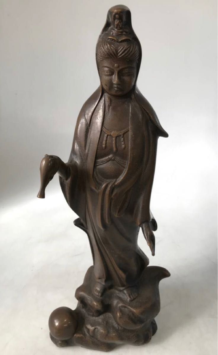 高質で安価 仏教美術 大理石雕刻 観音立像 金属工芸 G004 仏像 週末