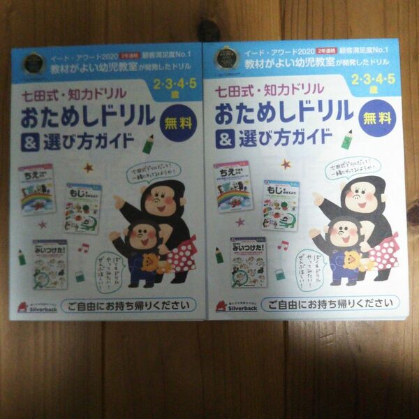 七田式・知力ドリル おためしドリル&選び方ガイド ２・３・４・５歳 ２冊