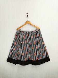 ap4416-2 0 free shipping new goods ROSE FAN FAN Rose Fan Fan lady's skirt 5L black floral print stripe large size casual 