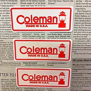 ステッカー 3枚 セット／Coleman コールマン キャンプ シール 車 バイク 防水 装飾 カスタム ドレスアップ USA ランタン アウトドア