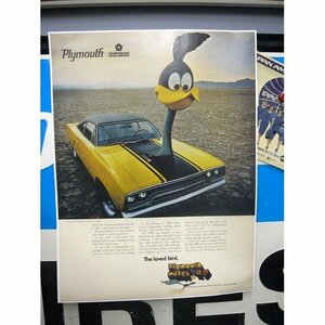 ポスター【ロードランナー／Road Runner Plymouth 復刻 】世田谷ベース インテリア雑貨 ルーニーチューンズ キャラクター 車 バイク USA