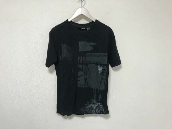 本物ダナキャランニューヨークジーンズDKNY JEANSコットンプリント半袖TシャツメンズアメカジサーフミリタリーS黒ブラックインド製