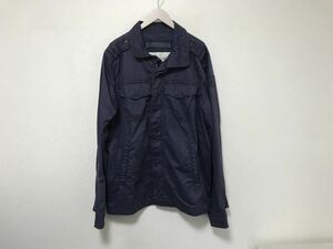 本物アバクロンビーアンドフィッチAbercrombie&Fitchコットンミリタリージップジャケットメンズアメカジサーフビジネスワーク紺ネイビーL