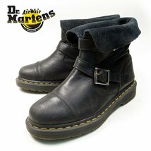 UK4　Dr.Martens　ドクターマーチン　エンジニアブーツ風　レザーシューズ　　革靴　バックル　ブラック　黒　/U6572_画像1
