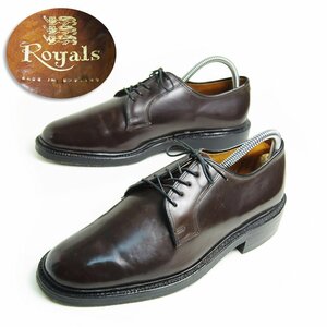 70s　英国製　25.5cm相当　Royals　ロイヤルス　プレーントゥ　Cordovan　コードバン　レザーシューズ　革靴　バーガンディ　/U6584