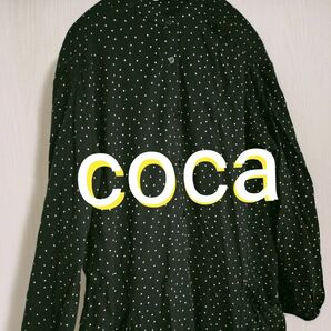 黒ワンピ coca コカ ドット柄 ワンピース 長袖シャツ 水玉ワンピ ロングワンピ