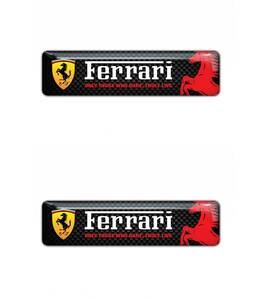 即納 フェラーリ レーシング FERRARI 跳ね馬 カーボンルック 3D 80mm x 20mm 2枚セット ステッカー 《送料無料》