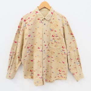 #apc パパス Papas シャツ ネルシャツ LL ベージュ 総柄 アメフト ヘルメット 日本製 美品 メンズ [787360]