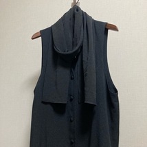 #apc シセンドウ ヒトシタムラ 詩仙堂 ベスト・ジレ 黒 ちりめん ストール付き レディース [784813]_画像3