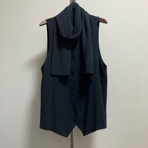 #apc シセンドウ ヒトシタムラ 詩仙堂 ベスト・ジレ 黒 ちりめん ストール付き レディース [784813]_画像1