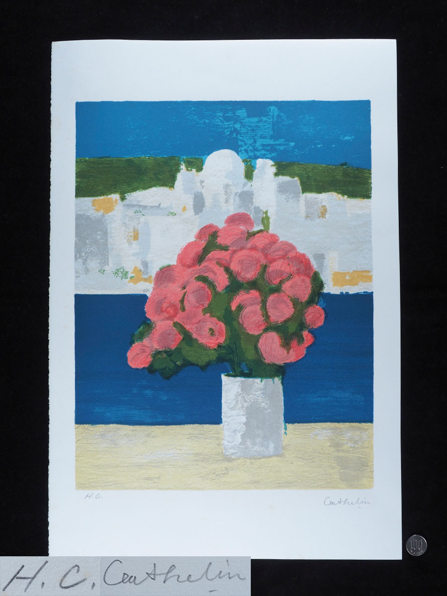 ベルナール・カトラン 「白い薔薇」 リトグラフ 110/175 美術品 絵画
