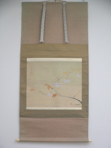八百谷冷泉　「桜 さくら」　掛け軸　絹本　鳥取県　真作保証　日本画