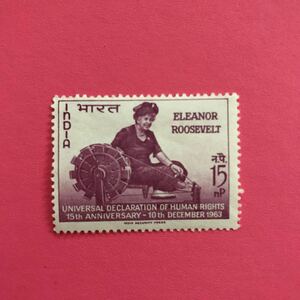 外国未使用切手★インド 1963年 人権宣言15周年 エレノア・ルーズベルト