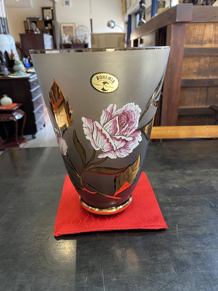 Florero de cristal bohemio hecho a mano rosa sin caja excelente estado, Artesanía, Vaso, Vidrio artesanal