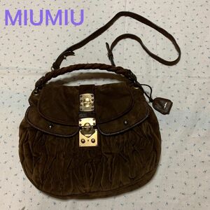 美品　MIUMIU スエード　マトラッセ　ハンド　ショルダーバッグ 2WAY ヴィンテージ 加工