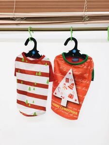 超特価 2枚セット S　U①　クリスマス X'mas 犬の服 Sサイズ 首囲：24ｃｍ 胴囲：32～38ｃｍ 着丈：24ｃｍ 標準犬種:パピヨン ㈱ナイス企画