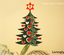 Livingly クリスマスモビール ハート クリスマスツリー Green tree w hearts dobule 27cm リビングリー ペーパーモビール 紙 北欧 グリーン_画像1