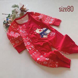 ラスト2着!新品 お値下げ中☆クリスマス 可愛い トナカイ ペンギン ロンパース ベビー 80