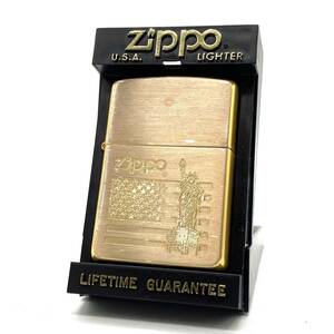 ■【未使用】 Zippo ジッポ ジッポー ライター 自由の女神 星条旗 アメリカ国旗 ゴールド リバティ ブラス 真鍮 1995年製