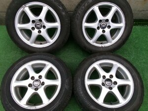 溝有り VOLVO ボルボ S70 ? 純正 アルミホイール タイヤ 4本セット 5H-108 15インチ 6.5J+43 195/60R15 ブリヂストン Playz PX-2