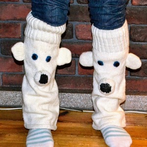  new goods unused * free shipping 35% off 13 kind ... animal *.. wool + fleece * animal * leg warmers .. hand made ethnic white bear 