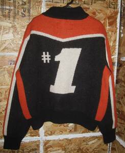 L ハーレーダビッドソン ニット ライダースジャケット セーター NO1 黒オレンジ HARLEY DAVIDSON K220C157
