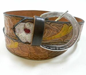  cow leather Carving floral print ala Beth k leather belt man and woman use / leather product ALL20%OFF