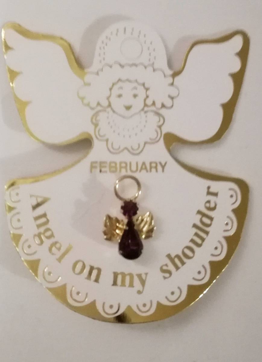 Insignia de ángel con piedra natal Swarovski febrero, Hecho a mano, Accesorios (para mujeres), otros