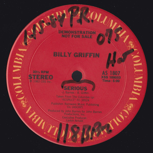 ダンクラ12inch★BILLY GRIFFIN / Serious★Columbia★