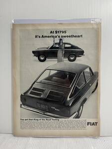1967年10月20日号LIFE誌広告切り抜き【FIAT フィアット】アメリカ買い付け品60sビンテージUSAインテリア車