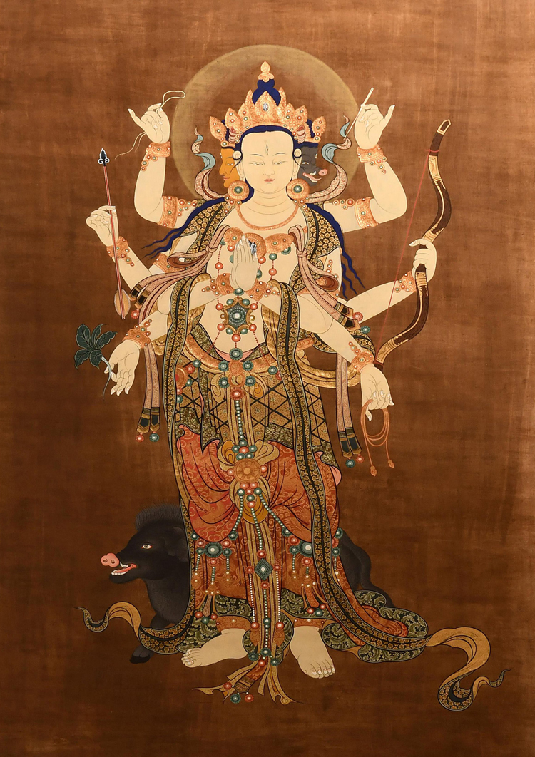 肉筆仏画 観音菩薩 仏像仏画チベット美術卸の天竺堂 | 額装 チベット
